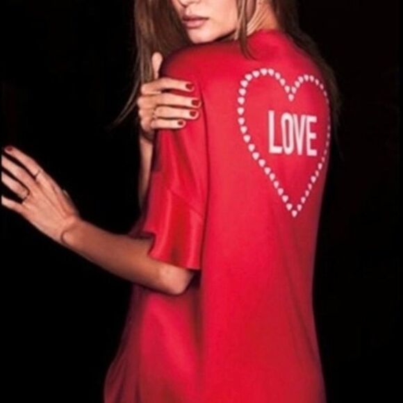 Victoria’s Secret Red Satin “Love” Valentine’s Day Mini Robe (One Size) - Picture 1 of 13